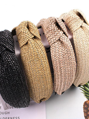 Casual Knot Straw Woven Hair Band - 4 Pieces