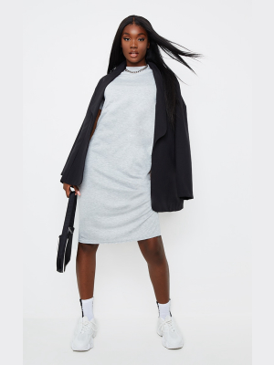 Tall Grey Marl Oversized Boxy Midi T Shirt Dress