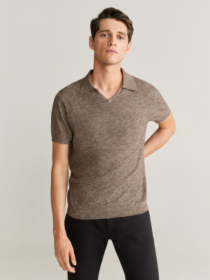 Flecked Knit Cotton Polo