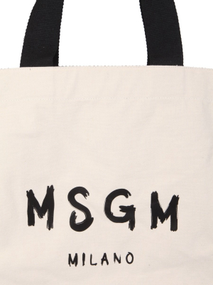 Msgm Logo Print Tote Bag