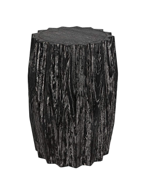 Noir Tamela Cinder Black Stool Side Table