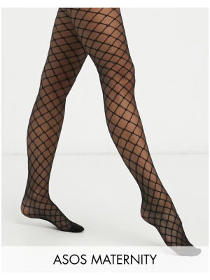 Asos Design Maternity 30 Denier Monogram Tights In Black