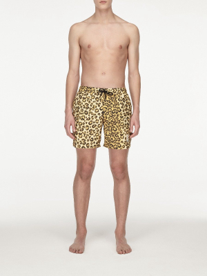 Men's Leopard Print Swim Shorts Yellow