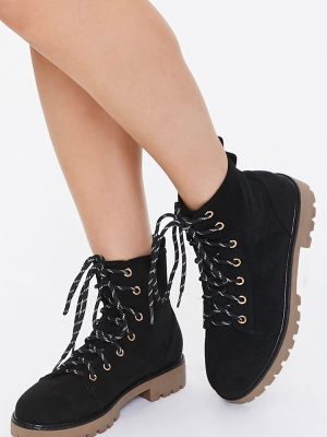 Lace-up Faux Suede Ankle Boots