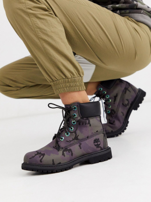 Timberland 6 Utility Ankle Boots In Black Camo