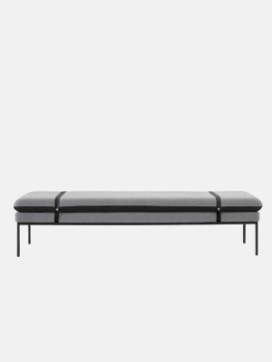 Turn Wool Daybed In Grey W/ Black Leather Straps