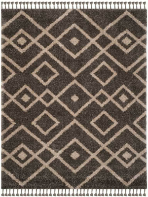 Moroccan Fringe Shag Gray/cream Area Rug