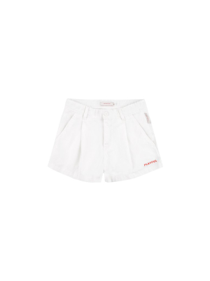 Tiny Cottons Solid Pleat Short - Off White