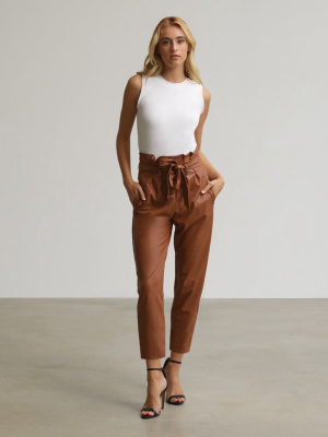 Faux Leather Paperbag Pants