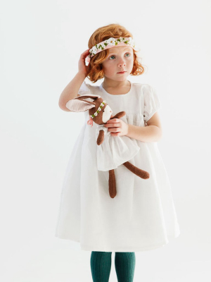 White Linen Dress For Kids