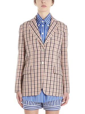 Prada Checked Single Breasted Blazer