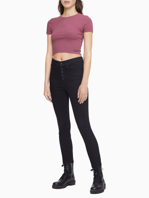 Ribbed Crewneck Crop Top