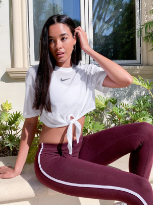 Nike Mesh Tie Front Crop T-shirt In White