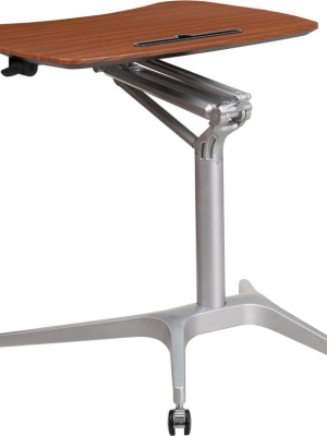 Zoe Adjustable Standing Mahogany Mobile Laptop Desk