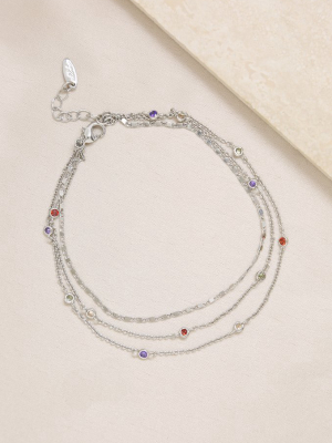 Over The Rainbow Multi-chain Crystal Anklet