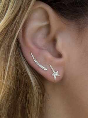 14kt Rose Gold Diamond Star Wand Earrings