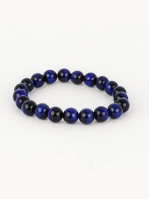 Jean Claude Madagascar Blue Tiger Eye & Spiritual Beads Stretchable Bracelet