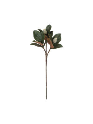 Sullivans Artificial Magnolia Leaf With Bud Stem 28"h Brown Flowers