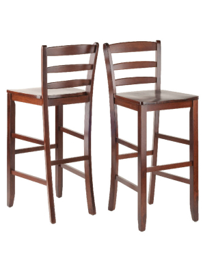 Set Of 2 30" Ladder Back Barstool Hardwood/walnut - Winsome