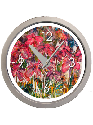 14.5" Artist Series Diane Rakocy Full Bloom Decorative Clock Silver - The Chicago Lighthouse