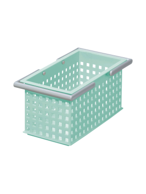 Like-it Versatile Plastic Stacking Home Bathroom Storage Solution Organizer Slotted Basket Tote, Mint (6 Pack)