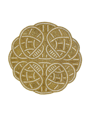 Nomi K Royal Beaded Placemat - Gold & Silver