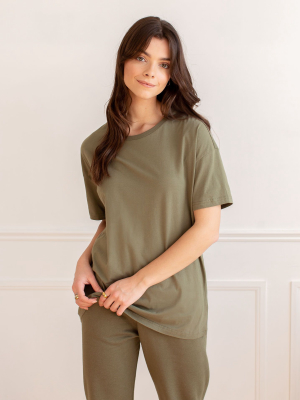 Oversized Boyfriend Tee / Green Khaki