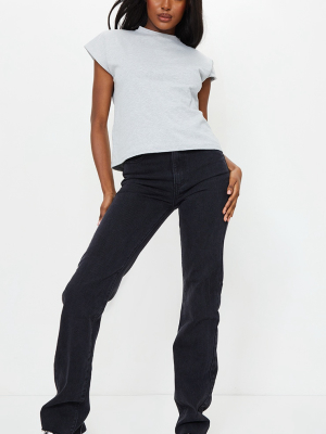 Prettylittlething Tall Washed Black Long Leg...