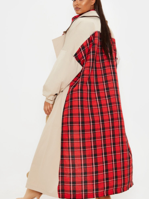 Plus Stone Contrast Panel Trench Coat