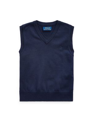 Cotton V-neck Sweater Vest