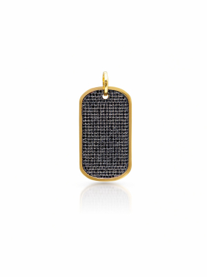 14kt Yellow Gold Black Diamond Luxe Nicolai Dog Tag Charm