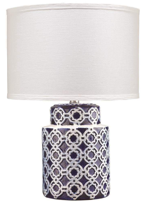 Jamie Young Marina Table Lamp In Blue And White Ceramic