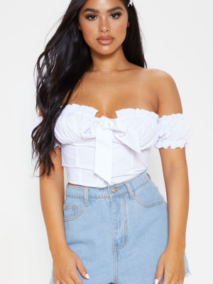 Petite White Frill Detail Crop Blouse