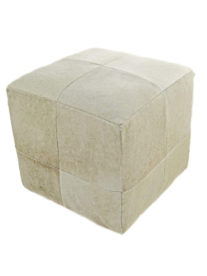 Cowhide Pouf, Champagne