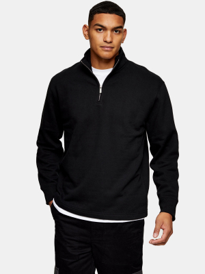 Black 1/4 Zip Neck Sweatshirt