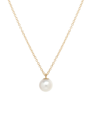 14k Medium Pearl Long Pendant Necklace