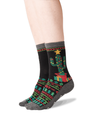 Women's Christmas Cactus Crew Socks