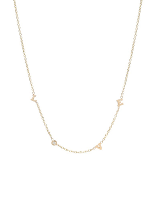 14k Itty Bitty & Diamond Spread Out Love Necklace