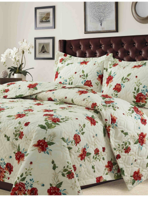 Lyon Floral Oversized Quilt Set - Tribeca Living