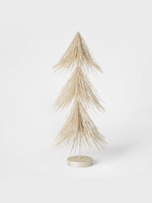 18in Unlit Tinsel Christmas Tree Decorative Figurine Champagne - Wondershop™