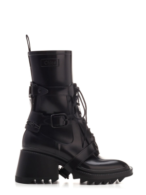 Chloé Betty Buckle-detailed Lace-up Boots