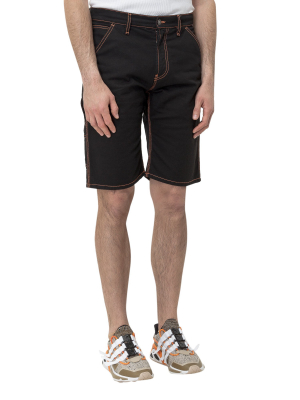 Msgm Contrast Stitching Denim Shorts