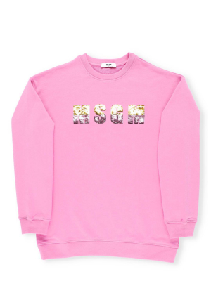 Msgm Kids Sequin Logo Sweatshirt