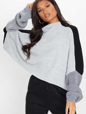 Black Oversized Colour Block Sweater