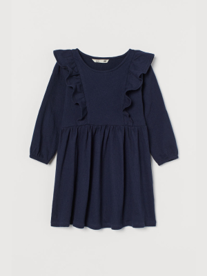 Ruffle-trimmed Jersey Dress