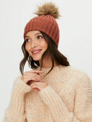 Wool Rib Pom Beanie