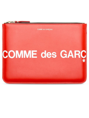 Comme Des Garcons Sa5100 Huge Logo Leather Wallet - Red