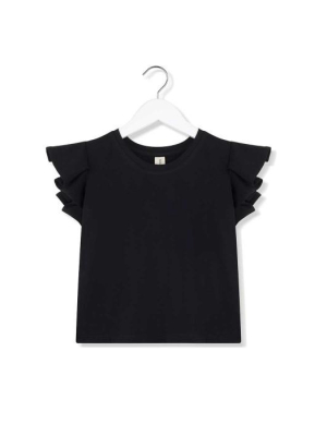 Kids On The Moon Ruffle Top- Moonless Night