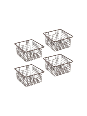 Mdesign Metal Wire Home Office Storage Organizer Basket, Medium, 4 Pack - Bronze