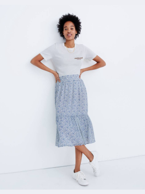 Tiered Peasant Midi Skirt In Climbing Floral